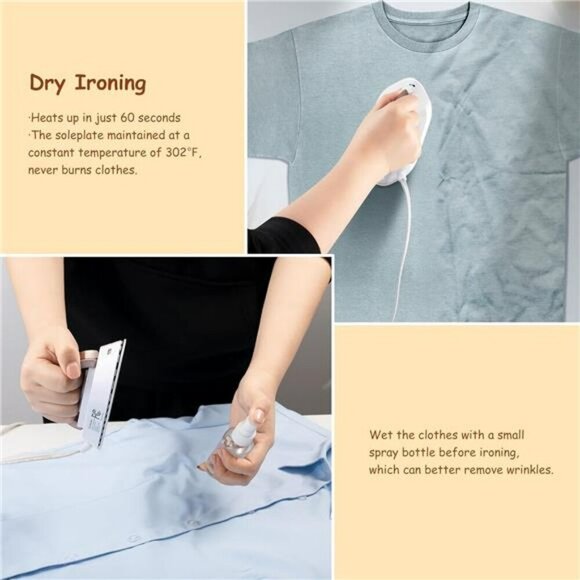 Mini Travel Iron Lightweight Portable Nonstick Ceramic Dry Clothes Press - Picture 6 of 7